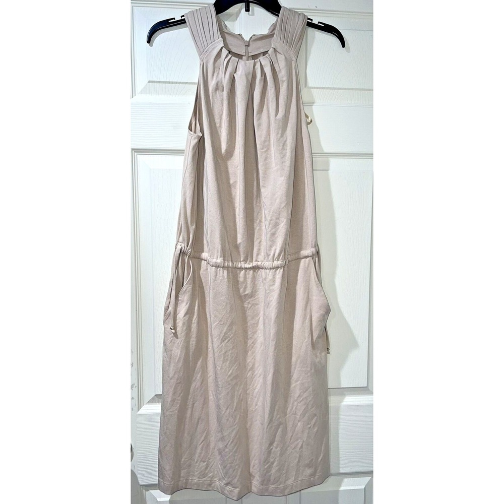 St. JOHN SPORT Crew Neck Midi Length Dress Beige  Size 10 Cotton Modal A005580